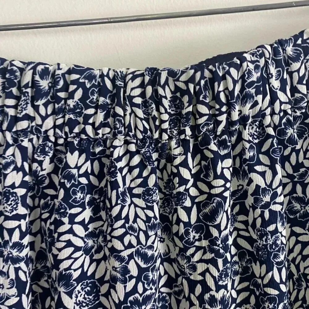 J. Crew Navy and White Floral Ruffle Mini Skirt